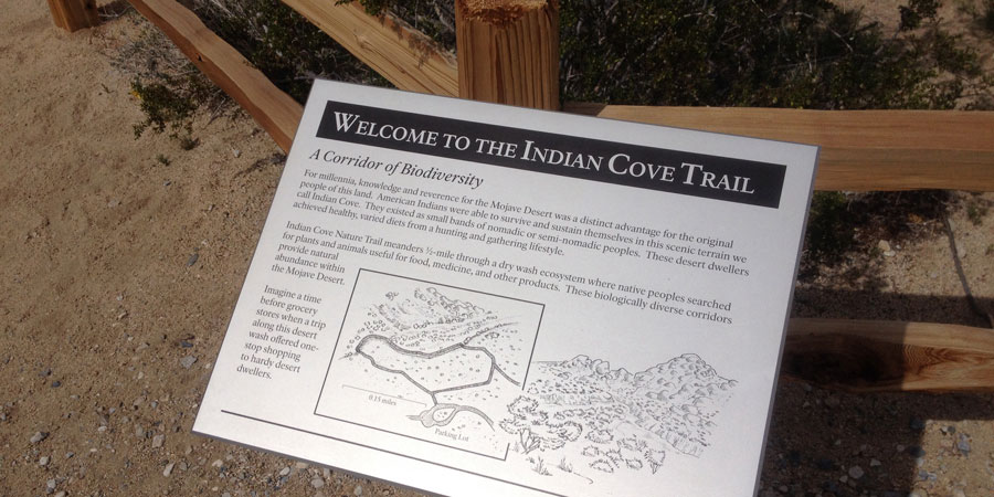 Interpretive signs along Indian Cove Nature Trail