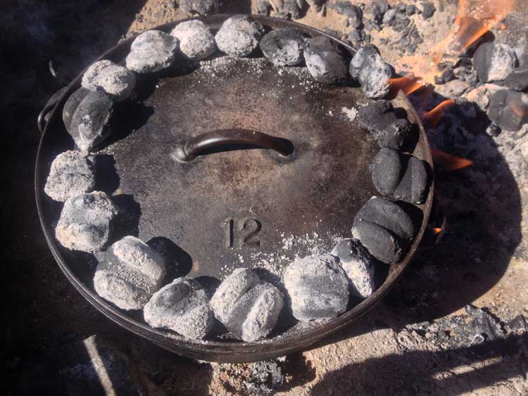Cooking in a Dutch Oven with Briquettes