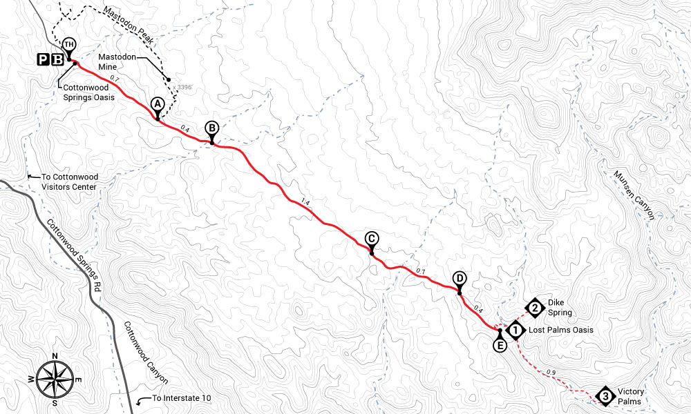 Hike Lost Palms Oasis Trail Map