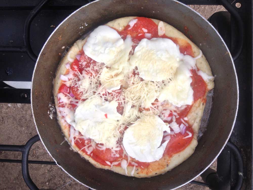 Steaming the top to melt the cheese