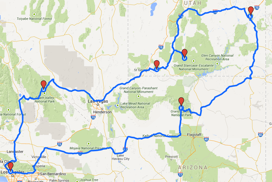 road trip directions map